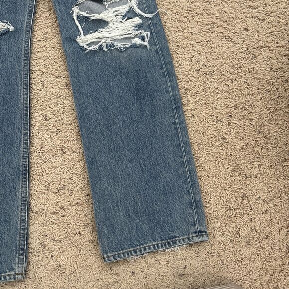 Agolde Kelly Jean Women 27 Blue Backdrop Distressed High-rise Straight Leg NWT - Picture 3 of 8